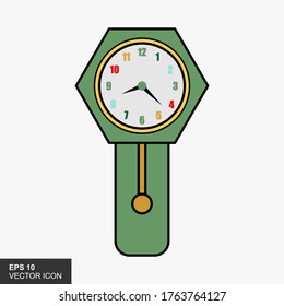 Clock icon with a white background. Vector illustration of flat style.