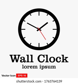 Clock icon with a white background. Vector illustration of flat style.