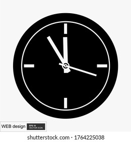 Clock icon with a white background. Vector illustration of flat style.