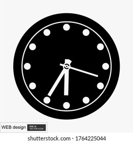 Clock icon with a white background. Vector illustration of flat style.