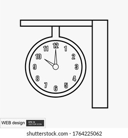 Clock icon with a white background. Vector illustration of flat style.