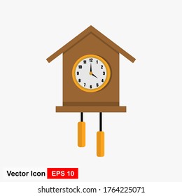 Clock icon with a white background. Vector illustration of flat style.
