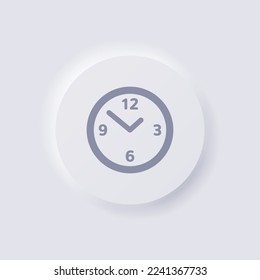 Icono de reloj, Neumorfismo blanco diseño de interfaz de usuario suave para diseño web, IU de aplicación y más, Button, Vector.