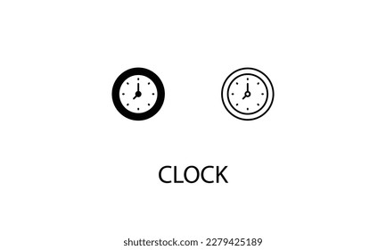 Iconos de reloj con icono de contorno de 2 estilos, icono de glifo, material vectorial