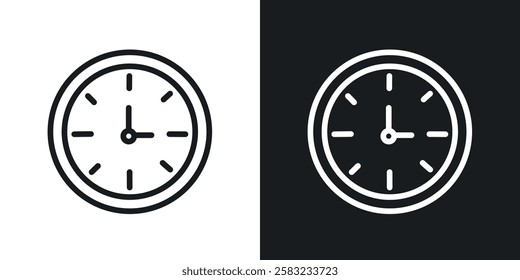 Clock icons in black and white liner strokes for web design.