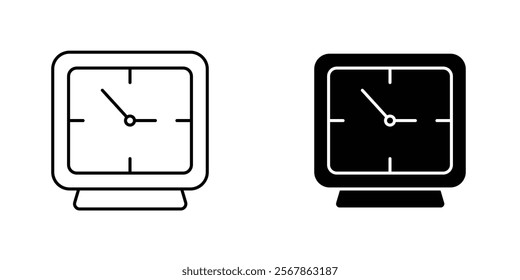 Clock icons collection in Filled flat and thin line style.