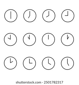 Clock Icons With Different Times. Clock icon vector illustration