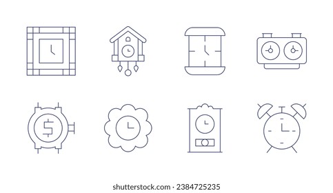 Iconos de reloj. Trazo editable. Con reloj, reloj de pared, reloj, despertador.