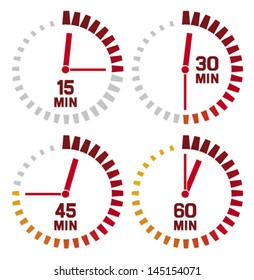 clock icons - fifteen, thirty, forty-five and sixty minutes (simple timers)