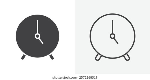 Clock icons. flat and line style set