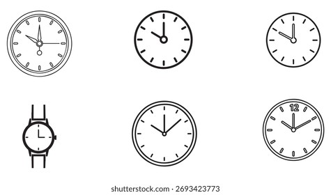 Clock icons isolated on white background