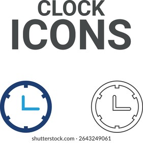 Clock icons, Line art icons Timer, alarm, schedule, hourglass, clock icons. Solid icon collection.