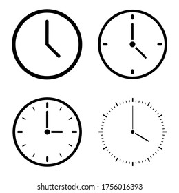 Iconos de reloj en el estilo de línea establecido aislados en el fondo blanco. Icono de tiempo. Vector 