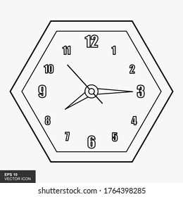 Clock icons in line style set isolated on white background. Time icon. Vector.