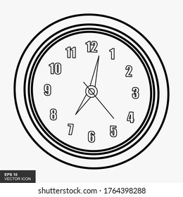 Clock icons in line style set isolated on white background. Time icon. Vector.