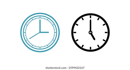 Clock icons in line style set isolated on white background. Set of time icons. watch, clock time icon. Vector.