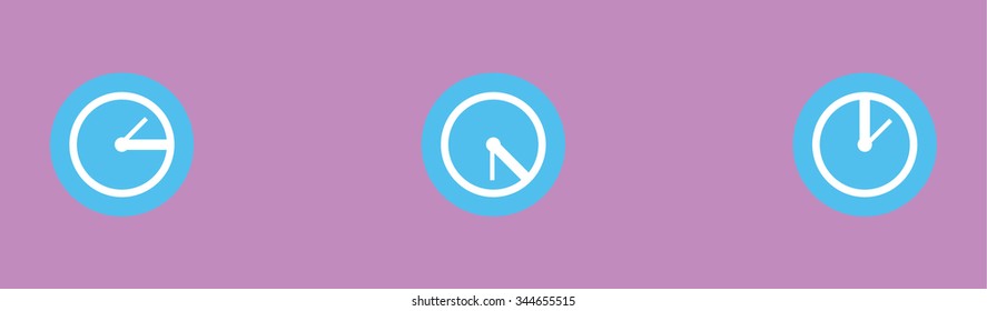 Clock icons on a pink background vector illustration.