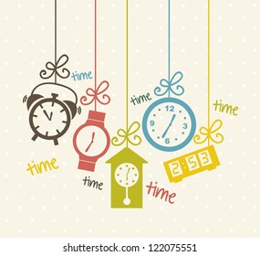 clock icons over beige background. vector illustration