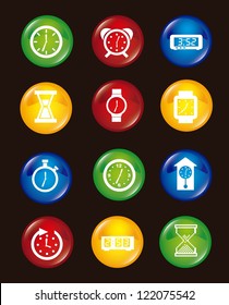 clock icons over black background. vector illustration