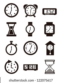 clock icons over white background. vector illustration