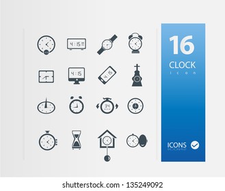 Clock icons ( Set of 16 Quality icons )