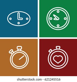 Clock icons set. set of 4 clock outline icons such as 