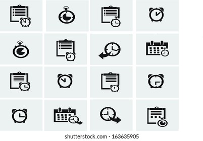 Clock Icons Set - Isolated On Gray Background - Vector Illustration, Graphic Design Editable For Your Design. 