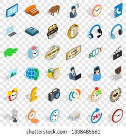 Clock icons set. Isometric style of 36 clock vector icons for web for any design