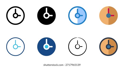Clock icons set multiple style collection. Editable stroke 
