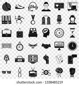 Clock icons set. Simple style of 36 clock vector icons for web for any design