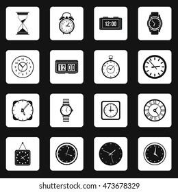 Clock icons set in simple style. Time set collection vector illustration