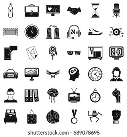 Clock icons set. Simple style of 36 clock vector icons for web isolated on white background