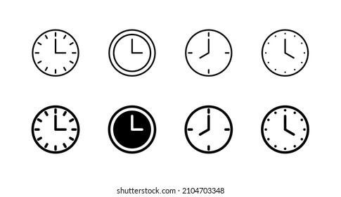 Ajuste de iconos de reloj. Signo y símbolo de tiempo. icono de reloj