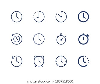 Clock icons set. Timer vector line icon.