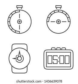 Clock icons time with line art for mobile, interface design, web, sign