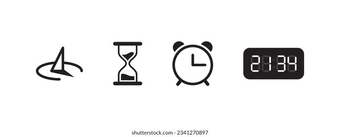 Clock icons. Types of watches. Time and clock icons. Vector scalable graphics