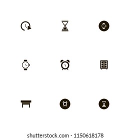 clock icons. update time, hourglass, watch and nightstand vector icons set
