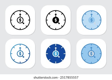 Ícones de relógio com vários estilos de design