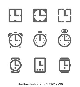 Clock icons. Vector.