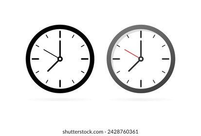 Clock icons. Wall Clock. Flat and silhouette style. Vector icons