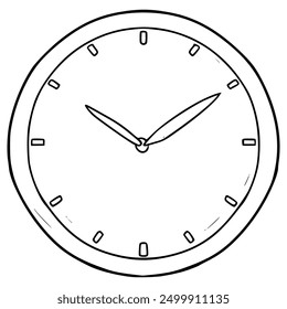 clock illustration hand drawn outline isolated vector