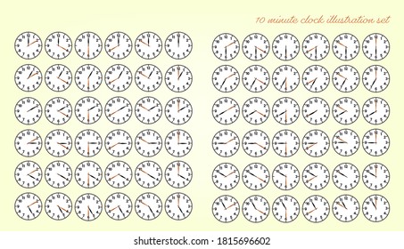 Clock illustration material every 10 minutes