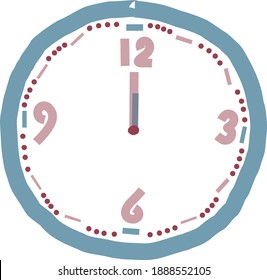 The clock illustration shows 12 noon or night. AM, Pm