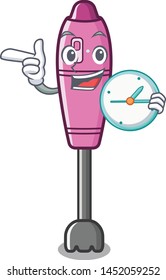With clock immersion blender placed in character box