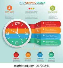 Clock info graphic design, Business concept design. Clean vector.