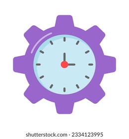 Clock inside gear showing concept vector of time management, high quality graphics