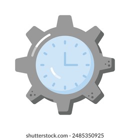 Clock inside gear showing concept vector of time management, high quality graphics
