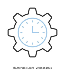 Clock Inside Gear zeigt konzeptionelle Vektorgrafik des Zeitmanagements, hochwertige Grafiken