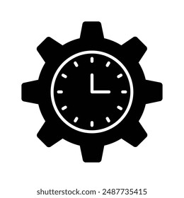 Clock inside gear showing concept vector of time management, high quality graphics