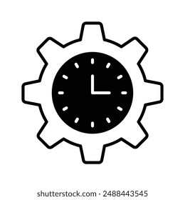Clock inside gear showing concept vector of time management, high quality graphics